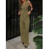 imageCicy Bell Womens 2 Piece Outfits Crop Vest and Wide Leg Suit Pants Sets V Neck Blazer SuitArmy Green