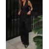 imageCicy Bell Womens 2 Piece Outfits Crop Vest and Wide Leg Suit Pants Sets V Neck Blazer SuitBlack