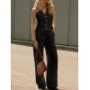 imageCicy Bell Womens 2 Piece Outfits Crop Vest and Wide Leg Suit Pants Sets V Neck Blazer SuitBlack