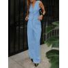 imageCicy Bell Womens 2 Piece Outfits Crop Vest and Wide Leg Suit Pants Sets V Neck Blazer SuitBlue