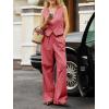 imageCicy Bell Womens 2 Piece Outfits Crop Vest and Wide Leg Suit Pants Sets V Neck Blazer SuitDark Pink