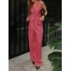 imageCicy Bell Womens 2 Piece Outfits Crop Vest and Wide Leg Suit Pants Sets V Neck Blazer SuitDark Pink