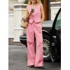 imageCicy Bell Womens 2 Piece Outfits Crop Vest and Wide Leg Suit Pants Sets V Neck Blazer SuitPink