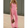 imageCicy Bell Womens 2 Piece Outfits Crop Vest and Wide Leg Suit Pants Sets V Neck Blazer SuitPink