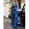 imageCicy Bell Womens 2 Piece Outfits Crop Vest and Wide Leg Suit Pants Sets V Neck Blazer SuitRoyal Blue