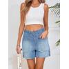 imageCicy Bell Womens Baggy High Waisted Jean Shorts Summer Straight Leg Jorts Stretchy Button Adjustable Rolled Hem Denim ShortsBlue