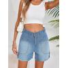 imageCicy Bell Womens Baggy High Waisted Jean Shorts Summer Straight Leg Jorts Stretchy Button Adjustable Rolled Hem Denim ShortsBlue