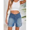 imageCicy Bell Womens Baggy High Waisted Jean Shorts Summer Straight Leg Jorts Stretchy Button Adjustable Rolled Hem Denim ShortsJean Blue