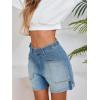 imageCicy Bell Womens Baggy High Waisted Jean Shorts Summer Straight Leg Jorts Stretchy Button Adjustable Rolled Hem Denim ShortsJean Blue