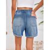 imageCicy Bell Womens Baggy High Waisted Jean Shorts Summer Straight Leg Jorts Stretchy Button Adjustable Rolled Hem Denim ShortsJean Blue