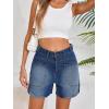 imageCicy Bell Womens Baggy High Waisted Jean Shorts Summer Straight Leg Jorts Stretchy Button Adjustable Rolled Hem Denim ShortsNavy