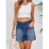 imageCicy Bell Womens Baggy High Waisted Jean Shorts Summer Straight Leg Jorts Stretchy Button Adjustable Rolled Hem Denim ShortsNavy