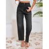 imageCicy Bell Womens Baggy Straight Leg Jeans High Waisted Barrel Boyfriend Button Stretchy Trendy Denim PantsBlack