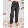 imageCicy Bell Womens Baggy Straight Leg Jeans High Waisted Barrel Boyfriend Button Stretchy Trendy Denim PantsBlack