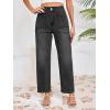 imageCicy Bell Womens Baggy Straight Leg Jeans High Waisted Barrel Boyfriend Button Stretchy Trendy Denim PantsBlack