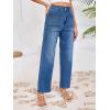 imageCicy Bell Womens Baggy Straight Leg Jeans High Waisted Barrel Boyfriend Button Stretchy Trendy Denim PantsBlue