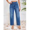 imageCicy Bell Womens Baggy Straight Leg Jeans High Waisted Barrel Boyfriend Button Stretchy Trendy Denim PantsBlue