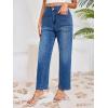 imageCicy Bell Womens Baggy Straight Leg Jeans High Waisted Barrel Boyfriend Button Stretchy Trendy Denim PantsBlue