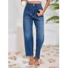 imageCicy Bell Womens Baggy Straight Leg Jeans High Waisted Barrel Boyfriend Button Stretchy Trendy Denim PantsBlue