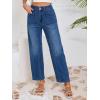 imageCicy Bell Womens Baggy Straight Leg Jeans High Waisted Barrel Boyfriend Button Stretchy Trendy Denim PantsBlue