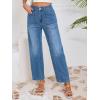 imageCicy Bell Womens Baggy Straight Leg Jeans High Waisted Barrel Boyfriend Button Stretchy Trendy Denim PantsLight Blue