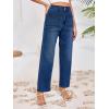 imageCicy Bell Womens Baggy Straight Leg Jeans High Waisted Barrel Boyfriend Button Stretchy Trendy Denim PantsNavy