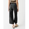 imageCicy Bell Womens Cropped Wide Leg Jeans High Waisted Stretchy Flare Jeans Boyfriend Baggy Ankle Denim Pants with PocketsBlack