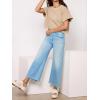 imageCicy Bell Womens Cropped Wide Leg Jeans High Waisted Stretchy Flare Jeans Boyfriend Baggy Ankle Denim Pants with PocketsLight Blue