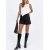 imageCicy Bell Womens High Waisted Jean Shorts Summer Baggy Stretchy Straight Leg Raw Hem Mom Denim ShortsBlack