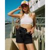 imageCicy Bell Womens High Waisted Jean Shorts Summer Baggy Stretchy Straight Leg Raw Hem Mom Denim ShortsBlack