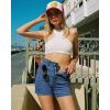 imageCicy Bell Womens High Waisted Jean Shorts Summer Baggy Stretchy Straight Leg Raw Hem Mom Denim ShortsBlue