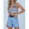 imageCicy Bell Womens High Waisted Jean Shorts Summer Baggy Stretchy Straight Leg Raw Hem Mom Denim ShortsLight Blue