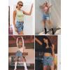imageCicy Bell Womens High Waisted Jean Shorts Summer Baggy Stretchy Straight Leg Raw Hem Mom Denim ShortsLight Blue