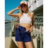 imageCicy Bell Womens High Waisted Jean Shorts Summer Baggy Stretchy Straight Leg Raw Hem Mom Denim ShortsNavy