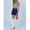 imageCicy Bell Womens High Waisted Jean Shorts Summer Baggy Stretchy Straight Leg Raw Hem Mom Denim ShortsNavy