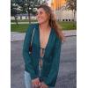 imageCicy Bell Womens Sexy Tie Front Satin Shirts Deep V Neck Silk Club Tops Long Sleeve Y2k Going Out BlouseLake Blue