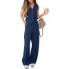 imageCicy Bell Womens 2 Piece Outfits Crop Vest and Wide Leg Suit Pants Sets V Neck Blazer SuitDark Blue