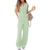 imageCicy Bell Womens 2 Piece Outfits Crop Vest and Wide Leg Suit Pants Sets V Neck Blazer SuitMint Color