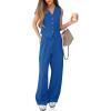 imageCicy Bell Womens 2 Piece Outfits Crop Vest and Wide Leg Suit Pants Sets V Neck Blazer SuitRoyal Blue