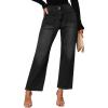 imageCicy Bell Womens Baggy Straight Leg Jeans High Waisted Barrel Boyfriend Button Stretchy Trendy Denim PantsBlack