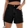 imageCicy Bell Womens High Waisted Jean Shorts Summer Baggy Stretchy Straight Leg Raw Hem Mom Denim ShortsBlack