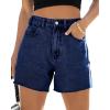 imageCicy Bell Womens High Waisted Jean Shorts Summer Baggy Stretchy Straight Leg Raw Hem Mom Denim ShortsNavy