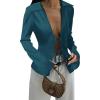 imageCicy Bell Womens Sexy Tie Front Satin Shirts Deep V Neck Silk Club Tops Long Sleeve Y2k Going Out BlouseLake Blue