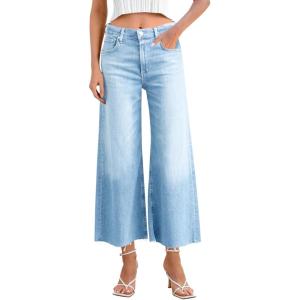 imageCicy Bell Womens Cropped Wide Leg Jeans High Waisted Stretchy Flare Jeans Boyfriend Baggy Ankle Denim Pants with PocketsLight Blue