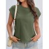 imageCicy Bell Womens Cap Sleeve Cotton Tank Tops Summer Casual Loose Fit T Shirts Crew Neck Basic TeeArmy Green