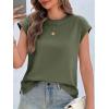 imageCicy Bell Womens Cap Sleeve Cotton Tank Tops Summer Casual Loose Fit T Shirts Crew Neck Basic TeeArmy Green