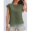 imageCicy Bell Womens Cap Sleeve Cotton Tank Tops Summer Casual Loose Fit T Shirts Crew Neck Basic TeeArmy Green