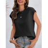 imageCicy Bell Womens Cap Sleeve Cotton Tank Tops Summer Casual Loose Fit T Shirts Crew Neck Basic TeeBlack
