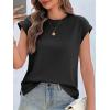 imageCicy Bell Womens Cap Sleeve Cotton Tank Tops Summer Casual Loose Fit T Shirts Crew Neck Basic TeeBlack