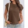 imageCicy Bell Womens Cap Sleeve Cotton Tank Tops Summer Casual Loose Fit T Shirts Crew Neck Basic TeeCoffee